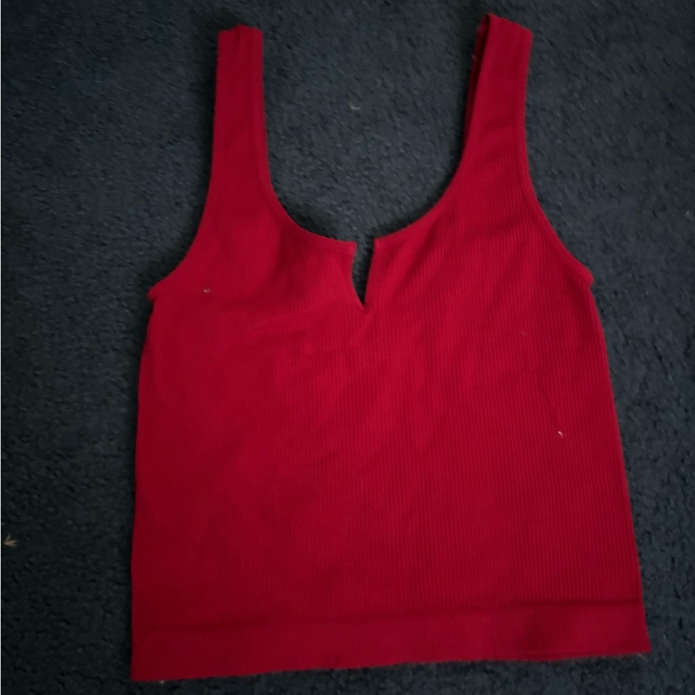 Red tanked crop top